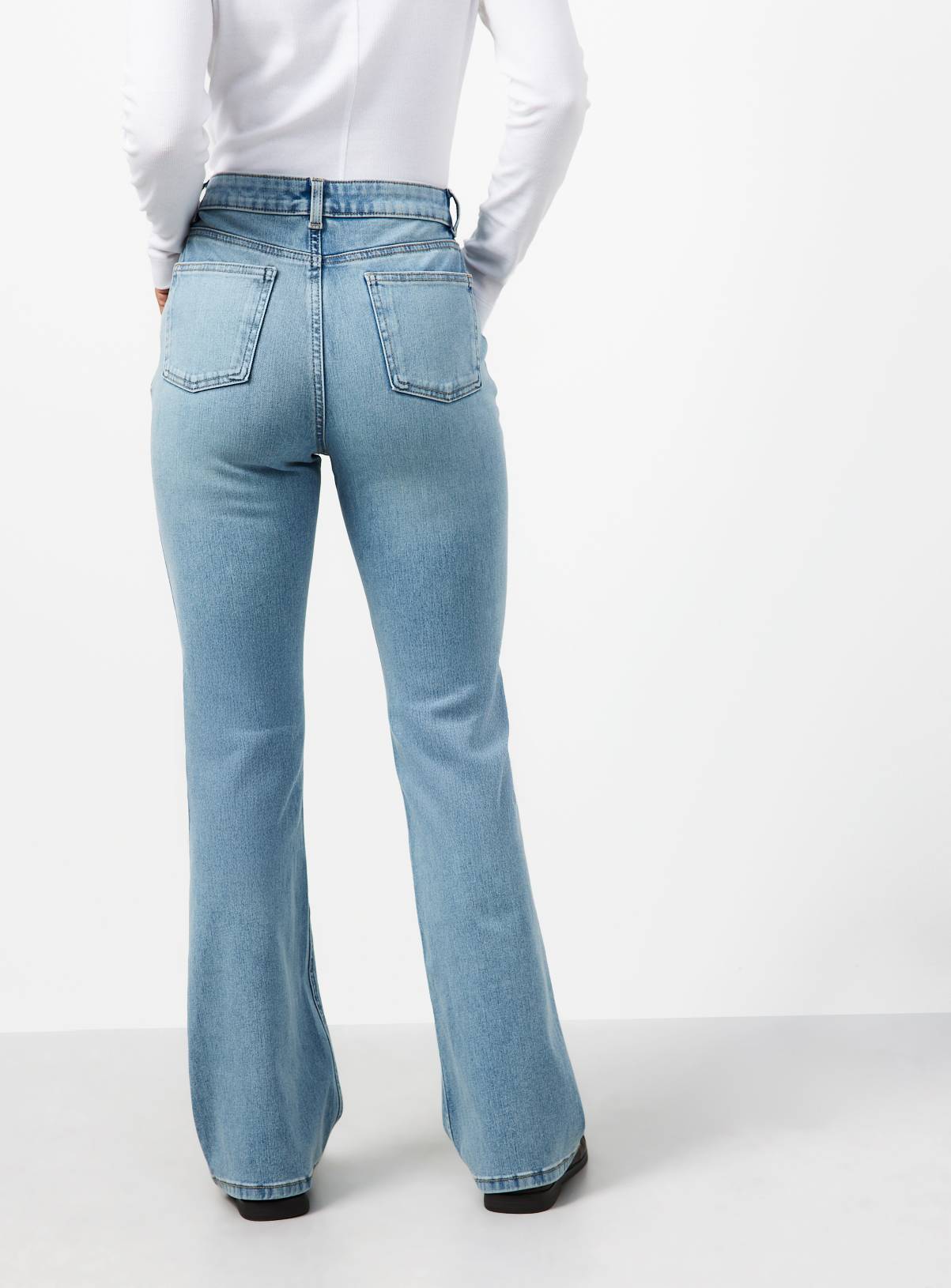 Light Denim Slim Flare High Rise Jeans 16L - Image 4